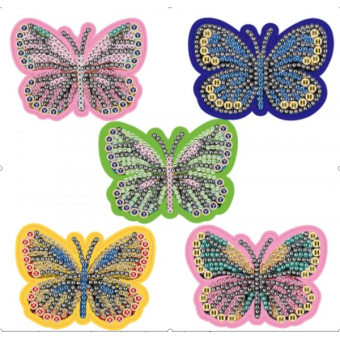 DIY diamond painting sleutelhangers 5 stuks: vlinders